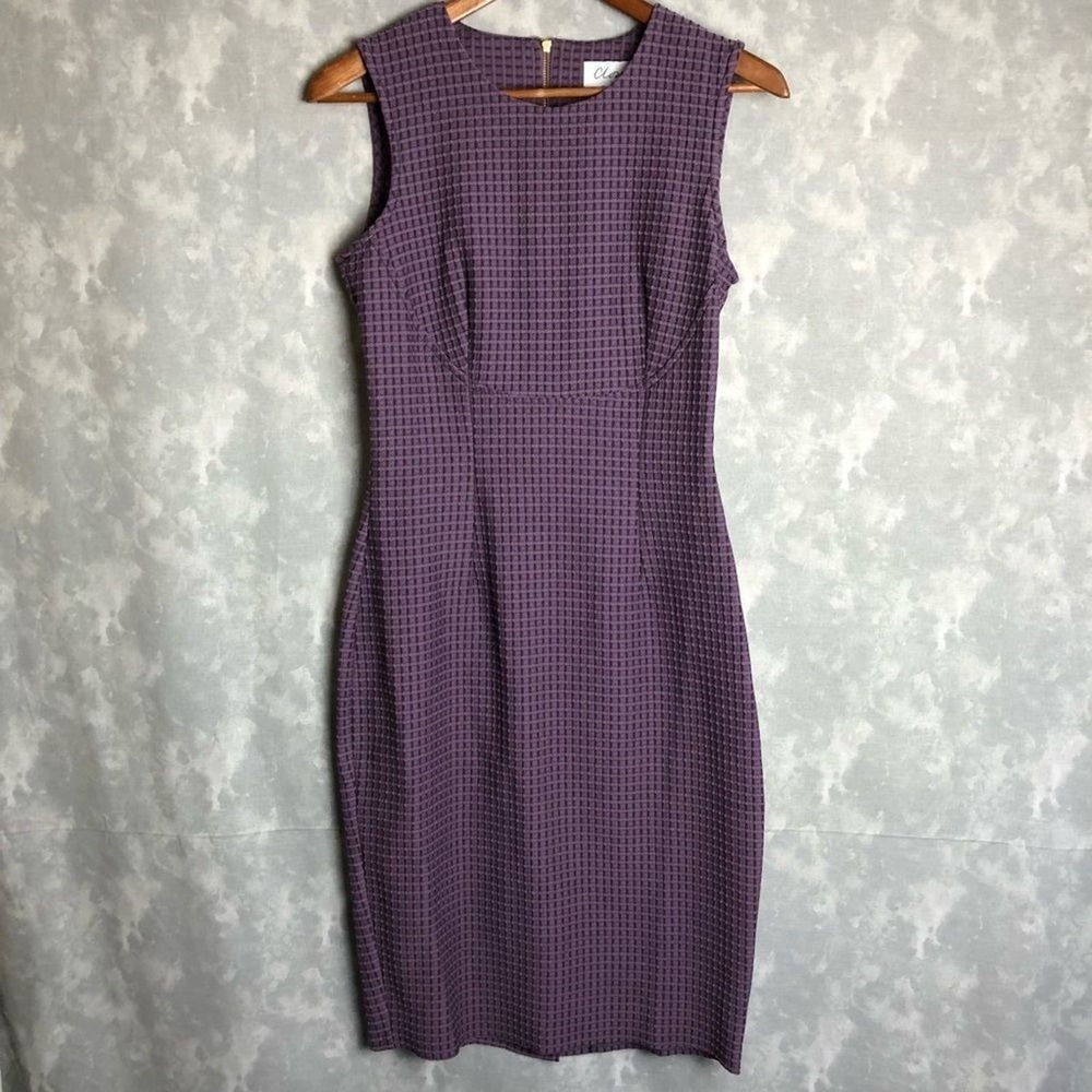 Closet London Purple Textured Pencil Dress Knee Length Sleeveless Size US 8 NEW